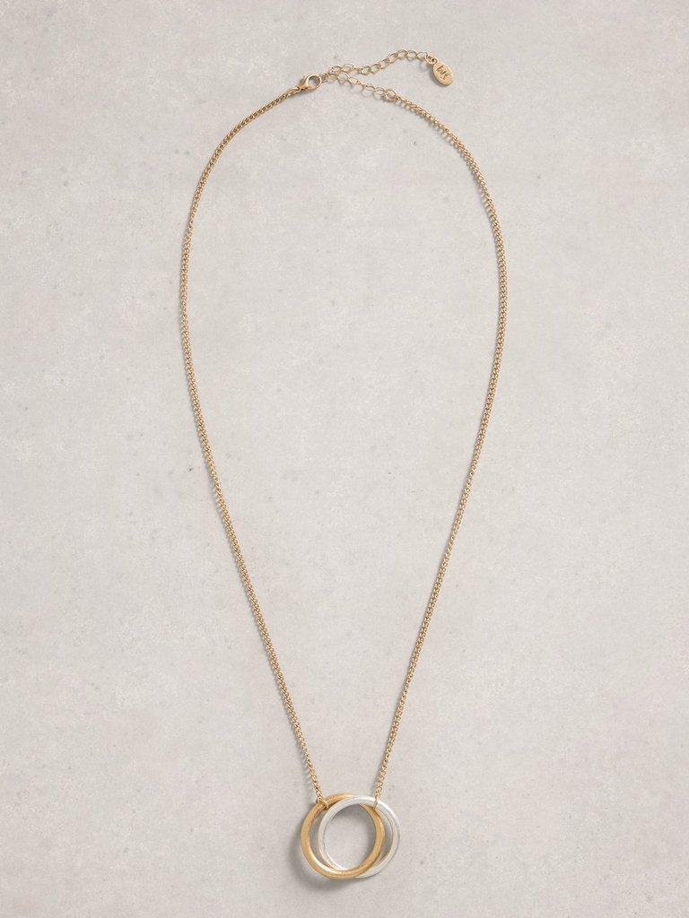Interlocking Ring Necklace in MIXED MET - FLAT FRONT