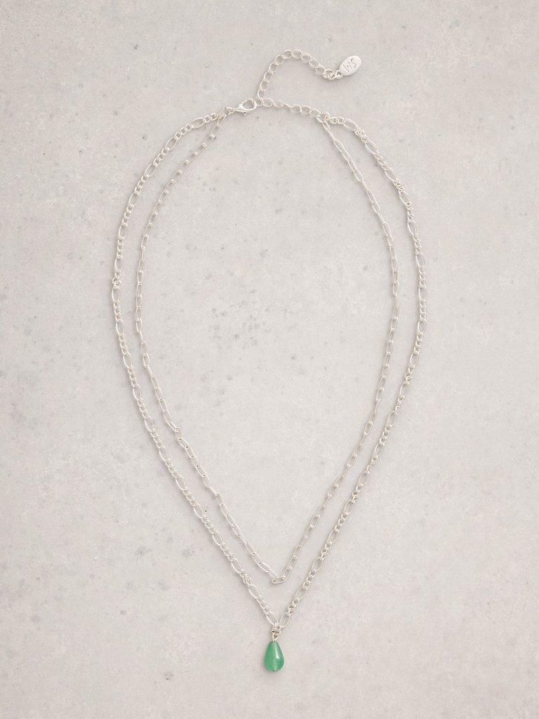 Lily Multi Drop Necklace in GREEN MLT - FLAT FRONT