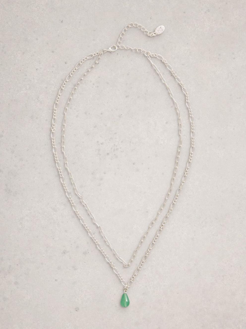 Lily Multi Drop Necklace in GREEN MLT - FLAT FRONT