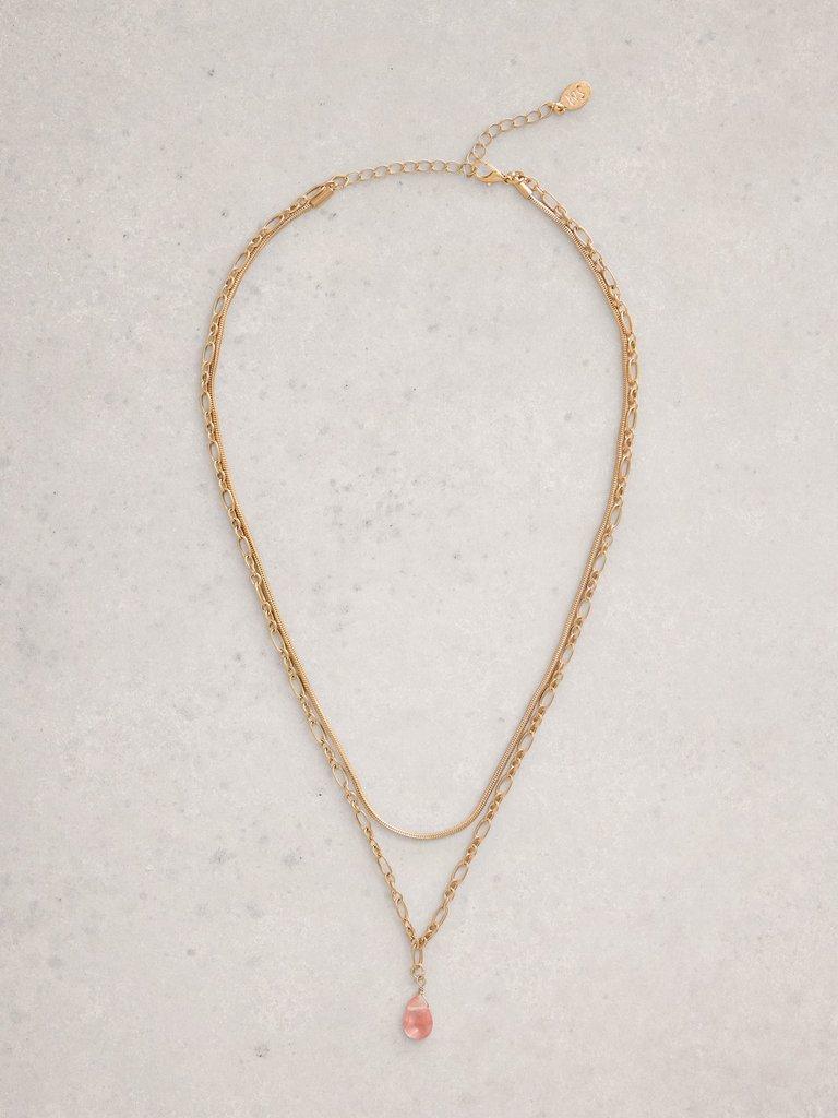 Lily Multi Drop Necklace in ORANGE MLT - FLAT FRONT