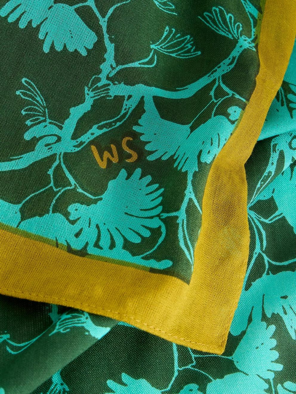 Sophie Printed Scarf in TEAL PR - FLAT DETAIL