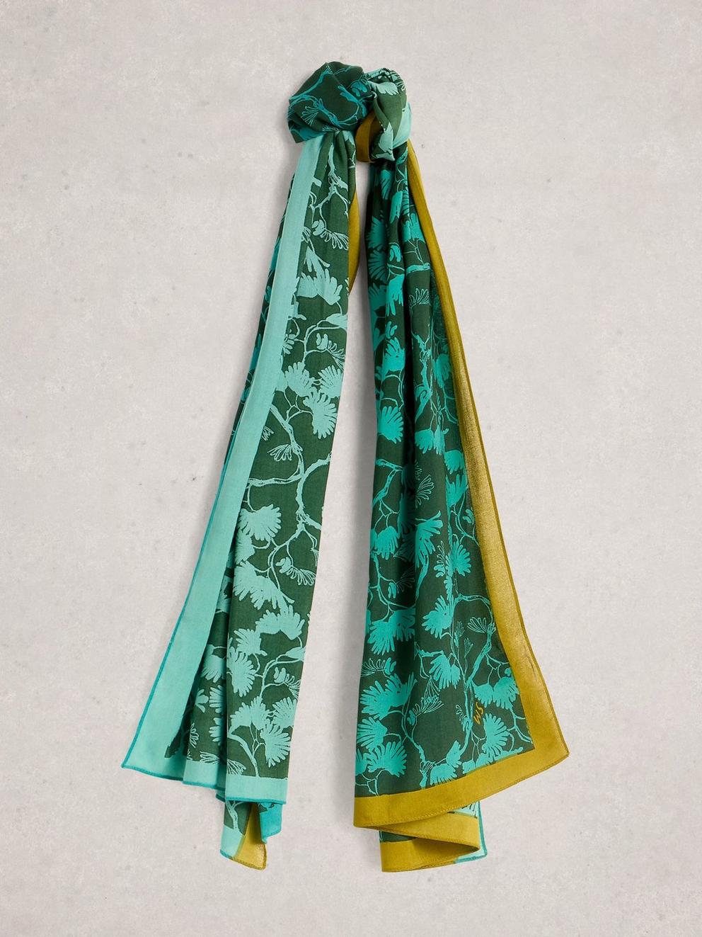 Sophie Printed Scarf in TEAL PR - FLAT FRONT