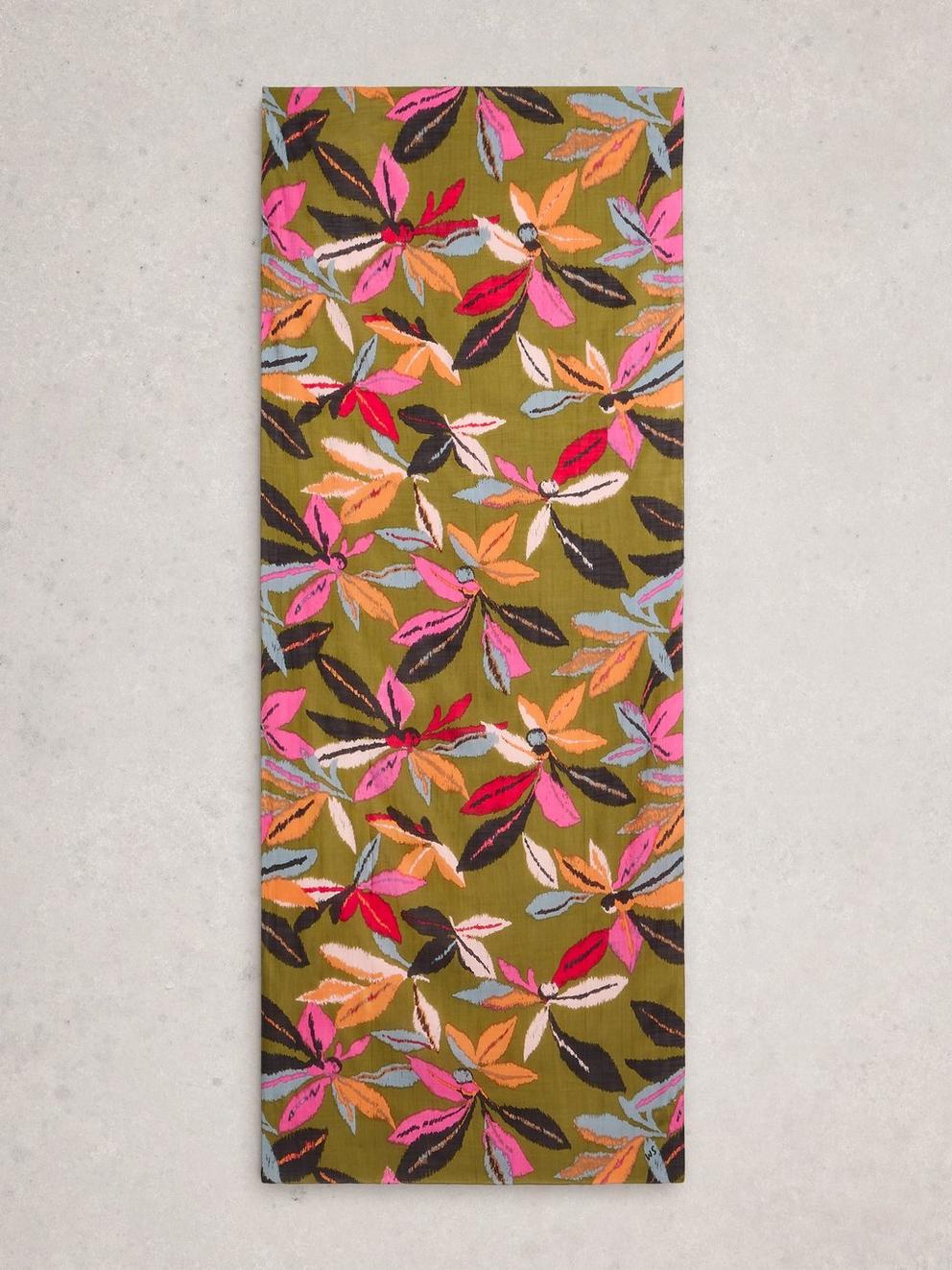 Callie Printed Scarf in GREEN MLT - FLAT BACK