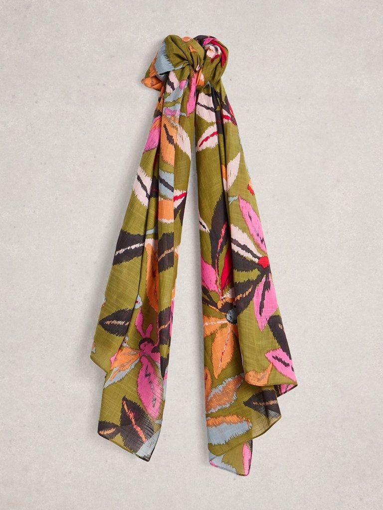 Callie Printed Scarf in GREEN MLT - FLAT FRONT