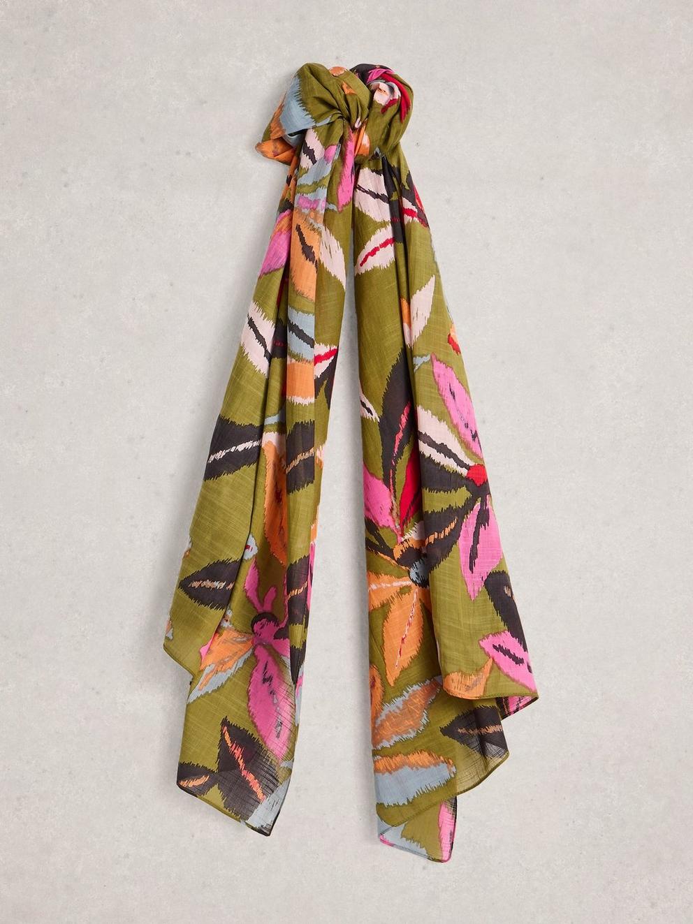 Callie Printed Scarf in GREEN MLT - FLAT FRONT