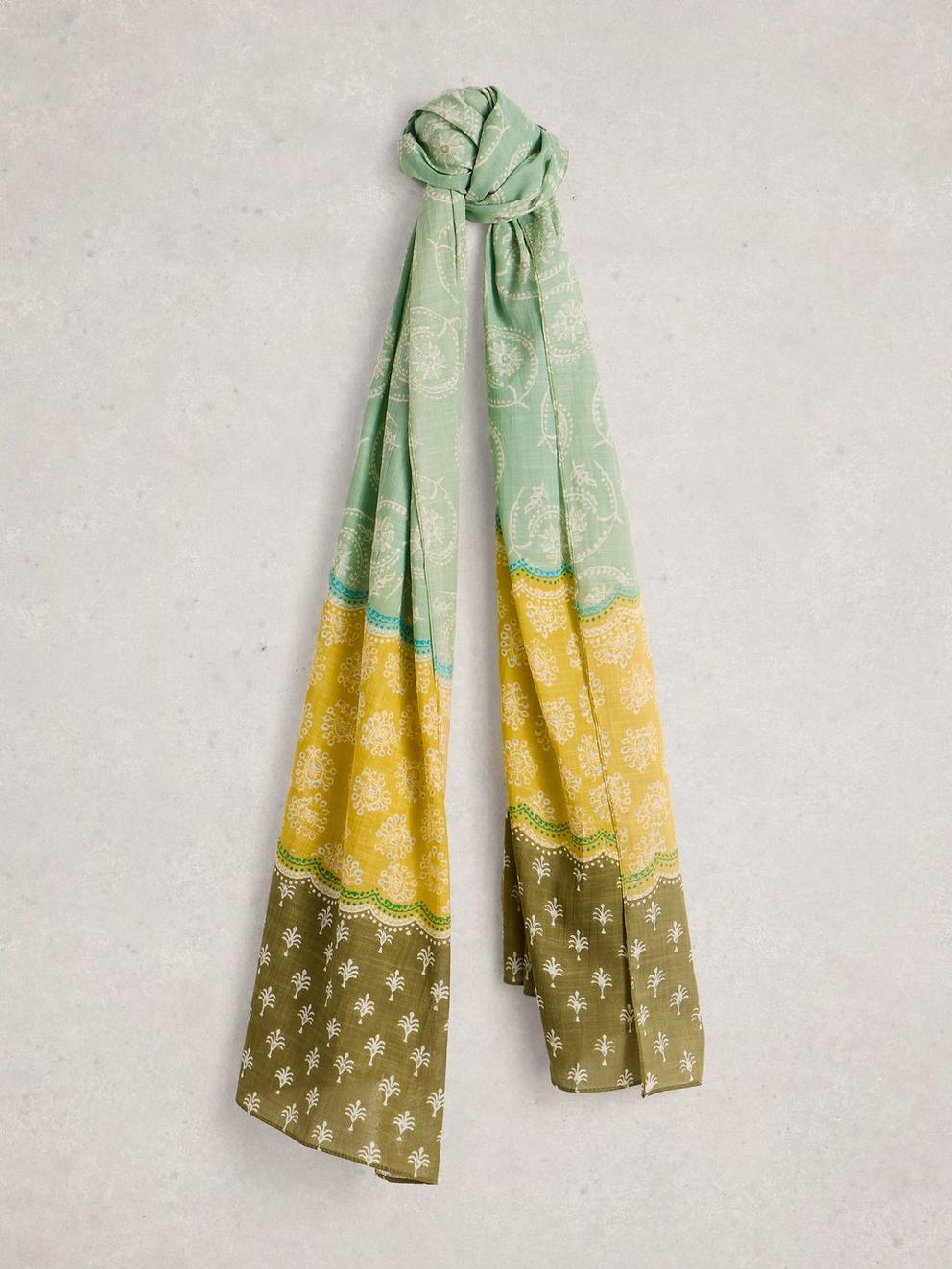 Callie Printed Scarf in GREEN PR - FLAT FRONT
