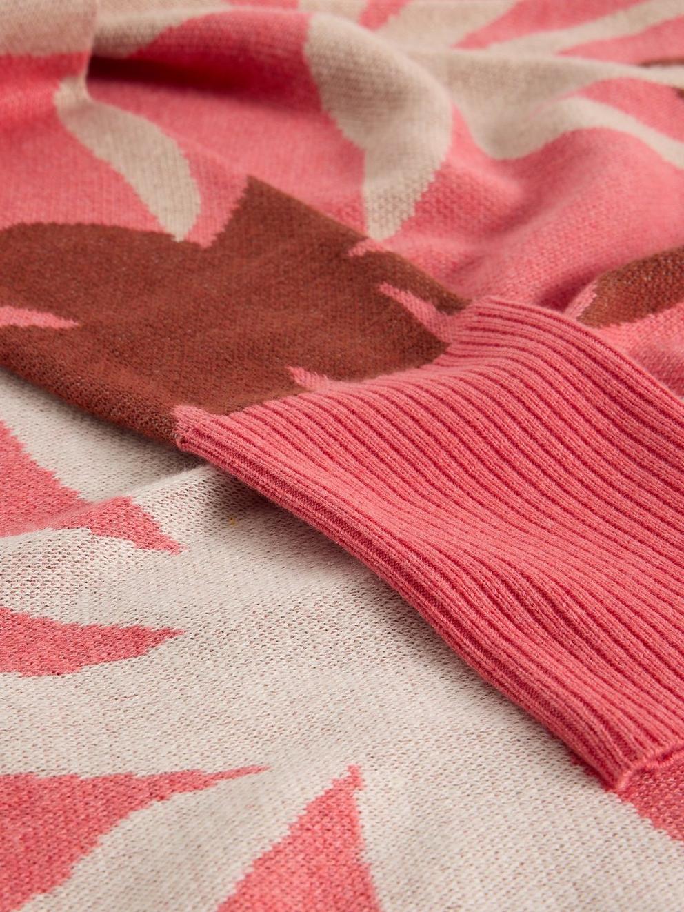 OLIVE LONG SLEEVE CREW NECK JUMPER in CORAL MLT - FLAT DETAIL