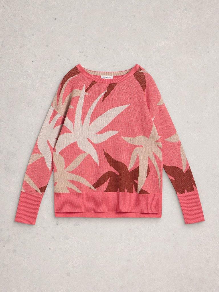 OLIVE LONG SLEEVE CREW NECK JUMPER in CORAL MLT - FLAT FRONT