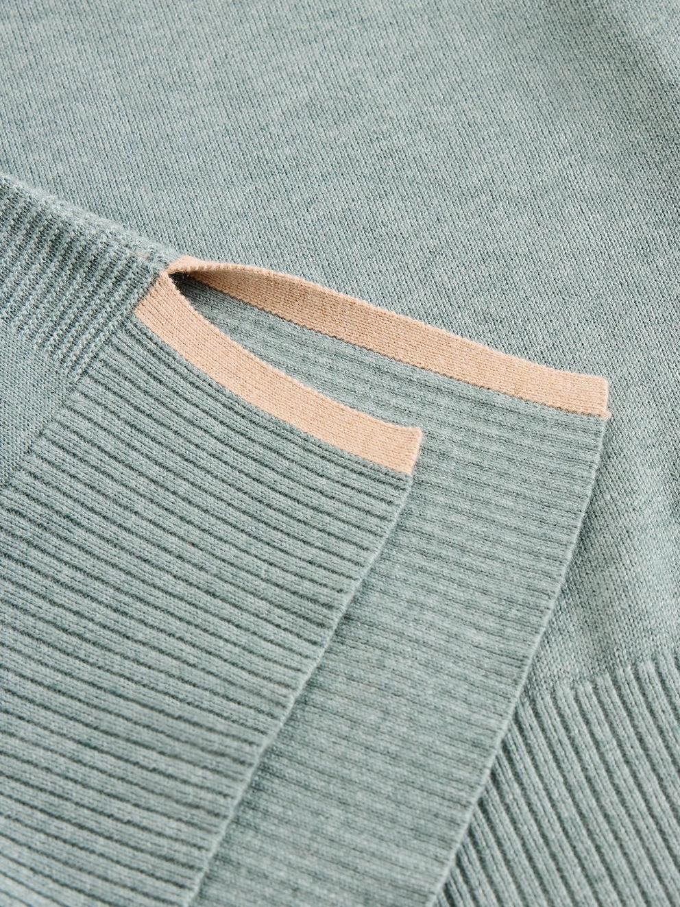 OLIVE LONG SLEEVE CREW NECK JUMPER in DUS GREEN - FLAT DETAIL
