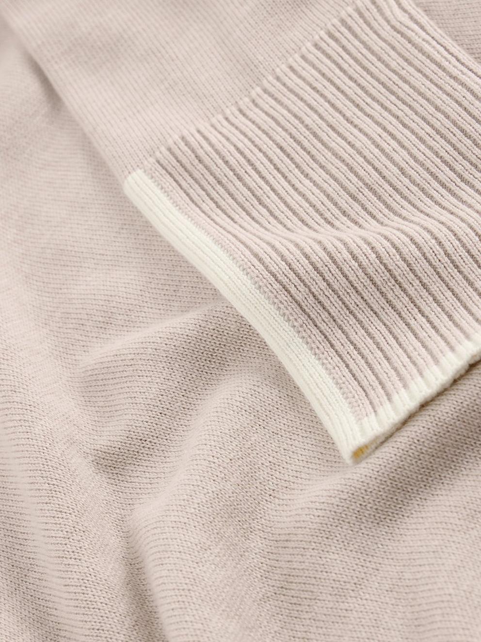 OLIVE LONG SLEEVE CREW NECK JUMPER in LGT NAT - FLAT DETAIL