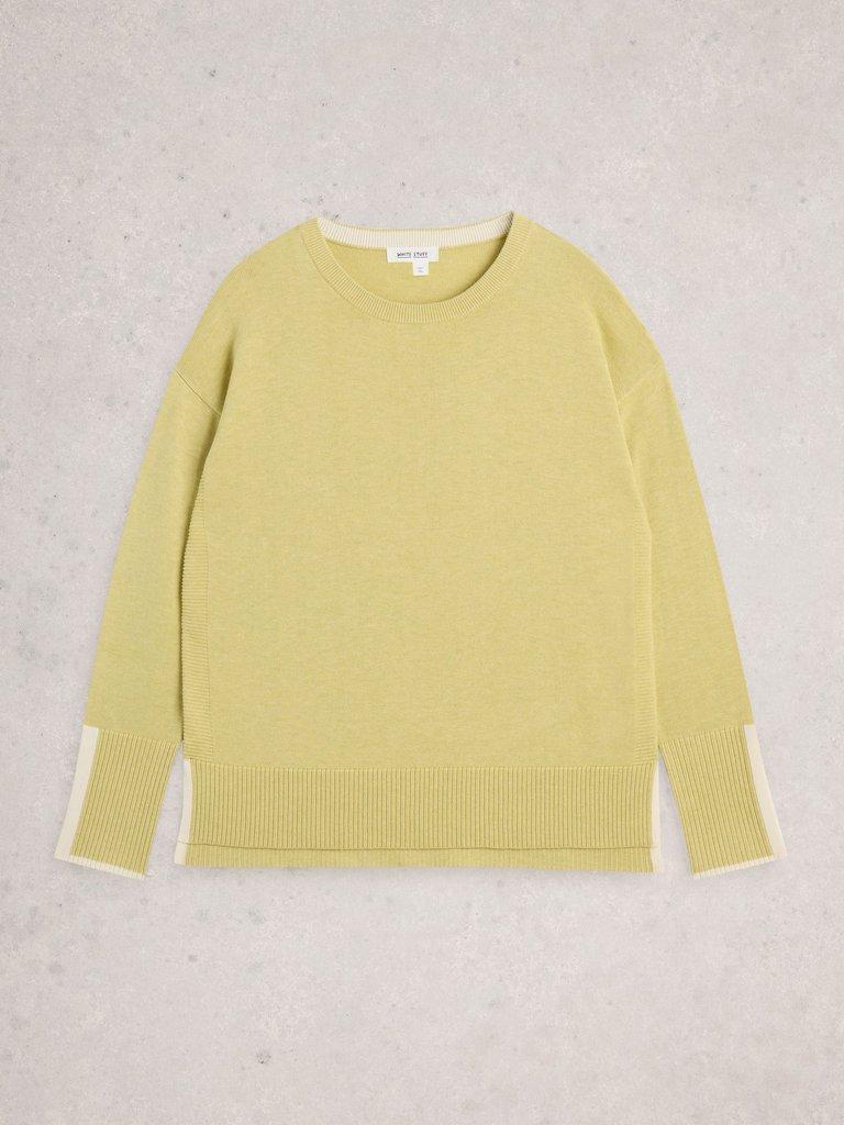 OLIVE LONG SLEEVE CREW NECK JUMPER in LGT YELLOW - FLAT FRONT