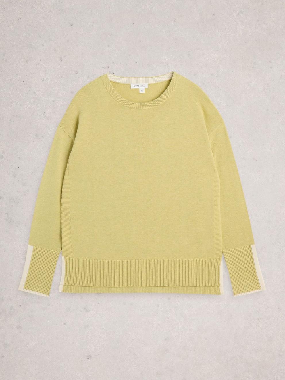 OLIVE LONG SLEEVE CREW NECK JUMPER in LGT YELLOW - FLAT FRONT