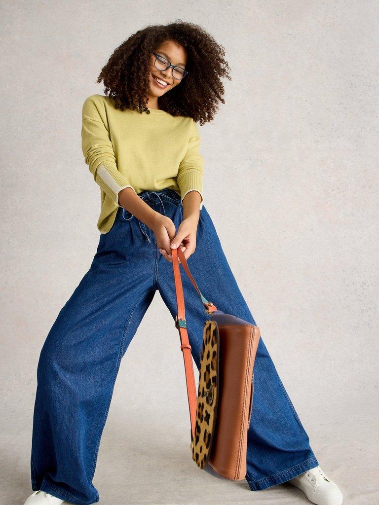 OLIVE LONG SLEEVE CREW NECK JUMPER in LGT YELLOW - LIFESTYLE