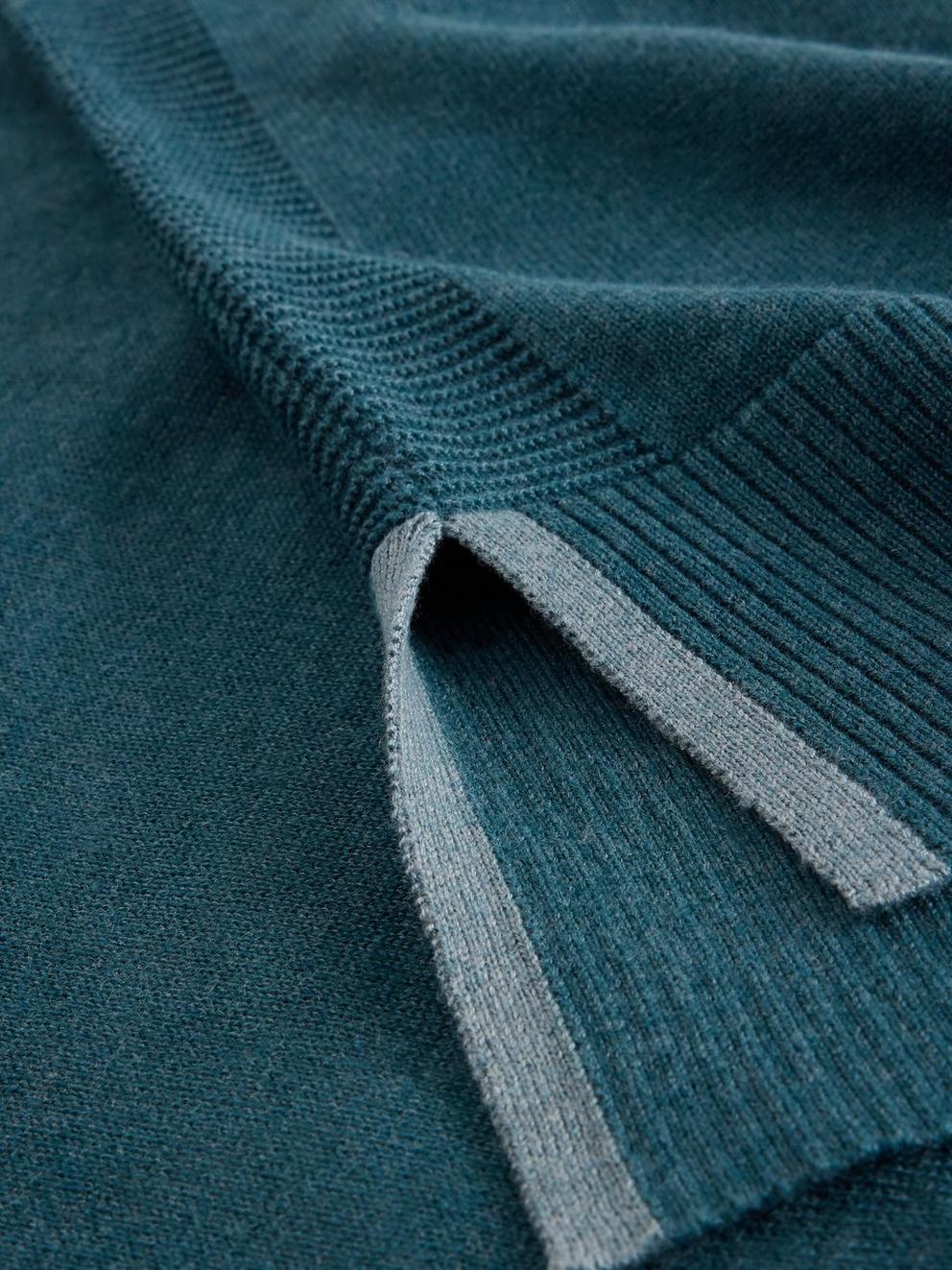 OLIVE LONG SLEEVE CREW NECK JUMPER in MID BLUE - FLAT DETAIL