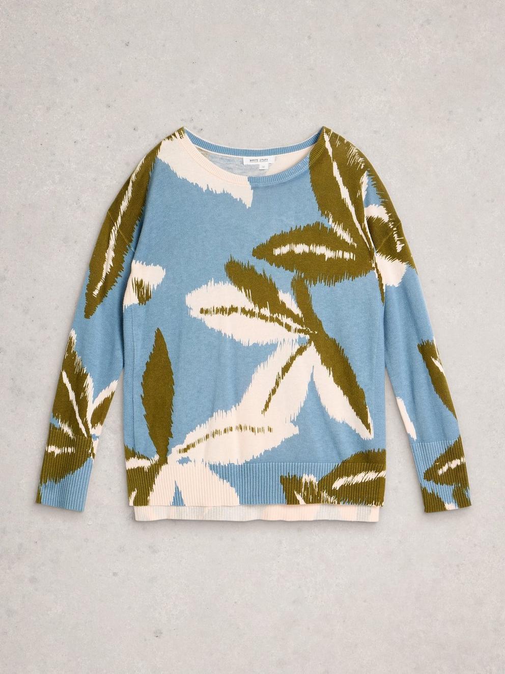 OLIVE PRINT JUMPER in BLUE MLT - FLAT FRONT