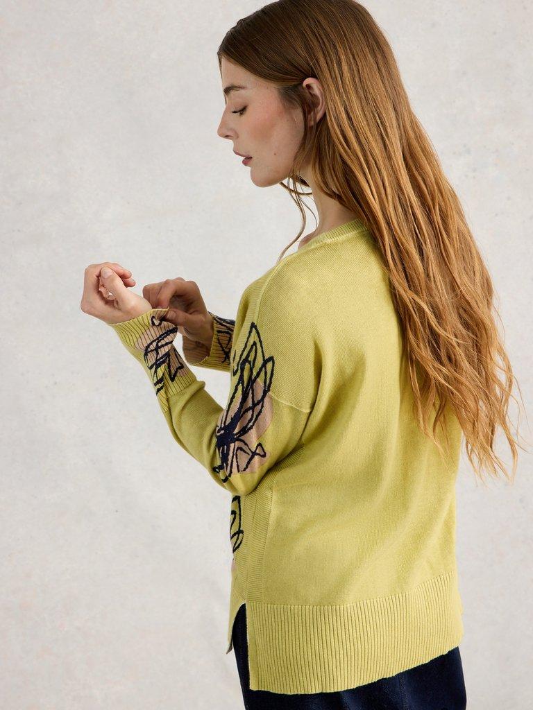 OLIVE PRINT JUMPER in YELLOW MLT - MODEL BACK