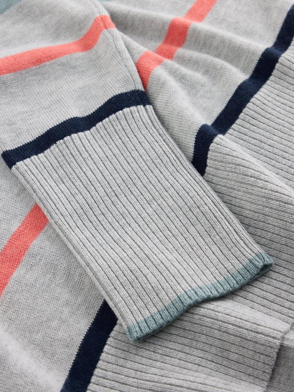 OLIVE STRIPED CREW NECK JUMPER in GREY MLT - FLAT DETAIL