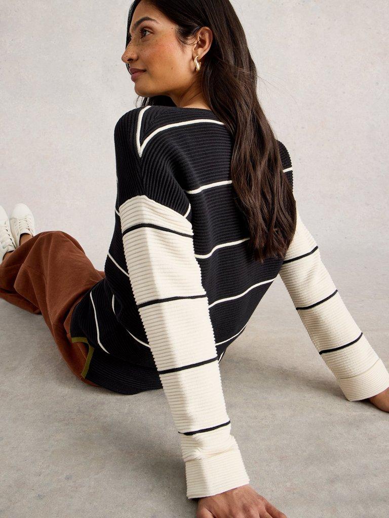 JANA STRIPED CREW NECK JUMPER in BLK MLT - LIFESTYLE