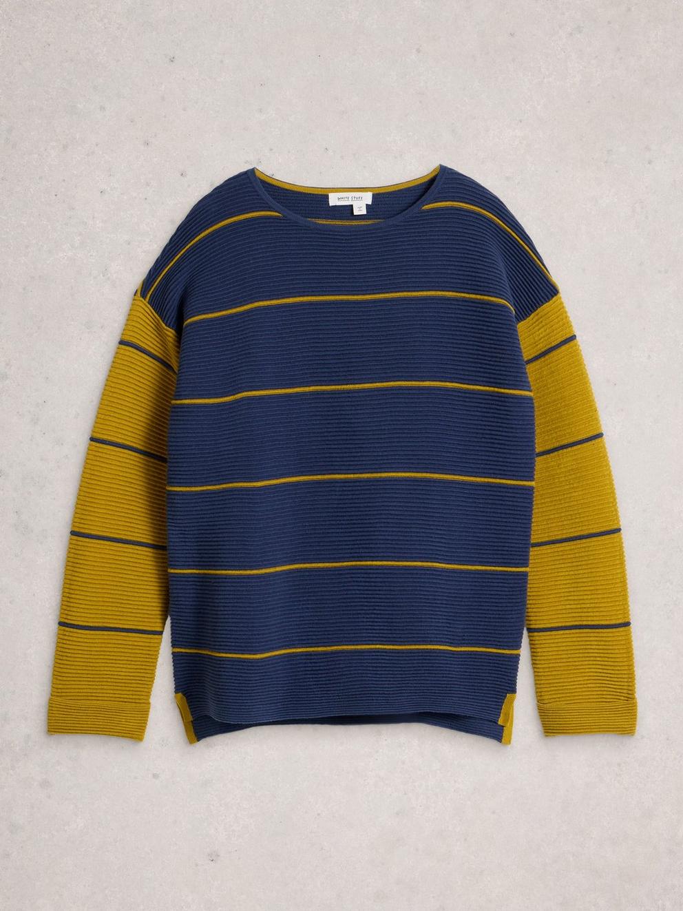 JANA STRIPED CREW NECK JUMPER in NAVY MULTI - FLAT FRONT