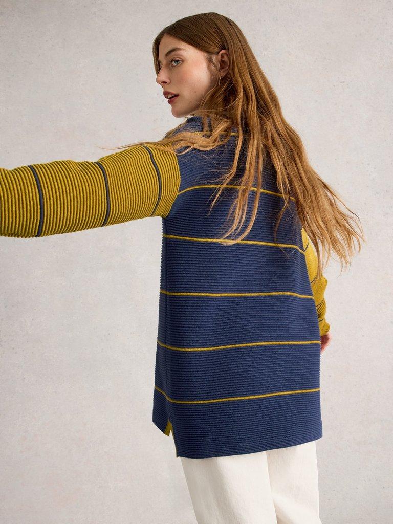 JANA STRIPED CREW NECK JUMPER in NAVY MULTI - MODEL BACK