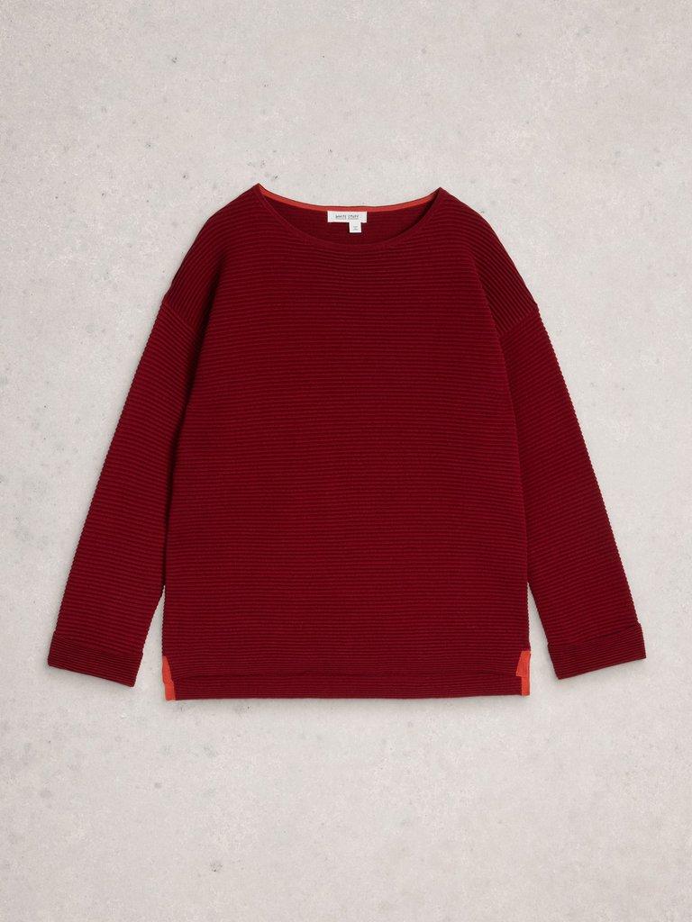 JANA LONG SLEEVE JUMPER in DEEP RED - FLAT FRONT