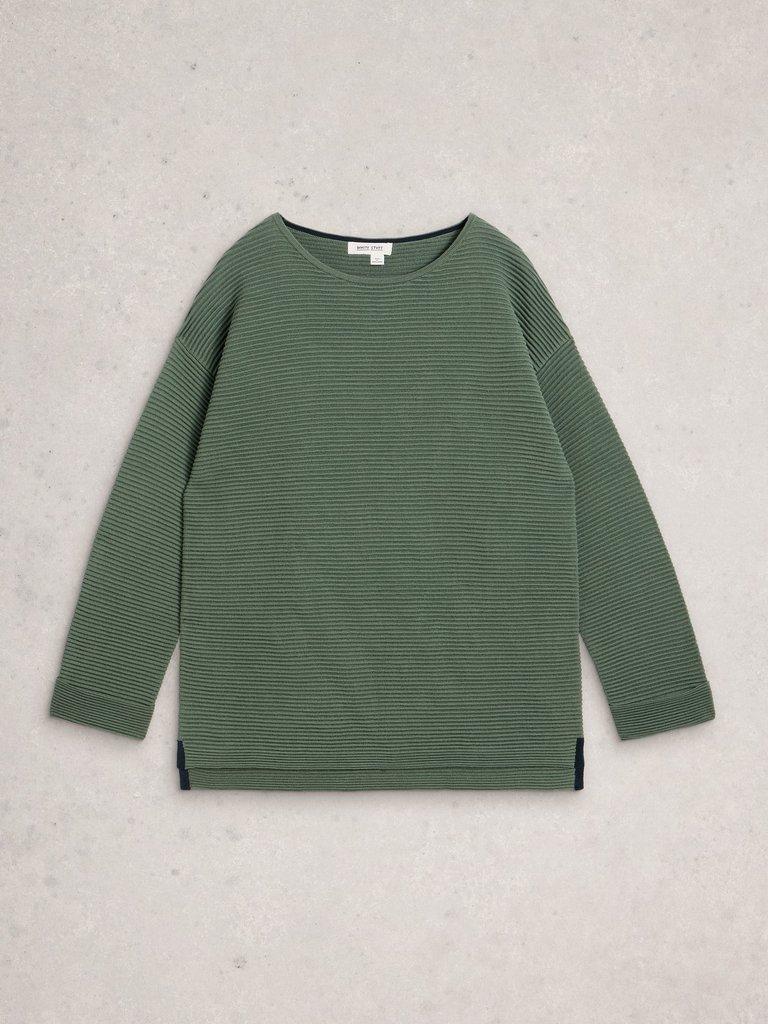 JANA LONG SLEEVE JUMPER in KHAKI GRN - FLAT FRONT