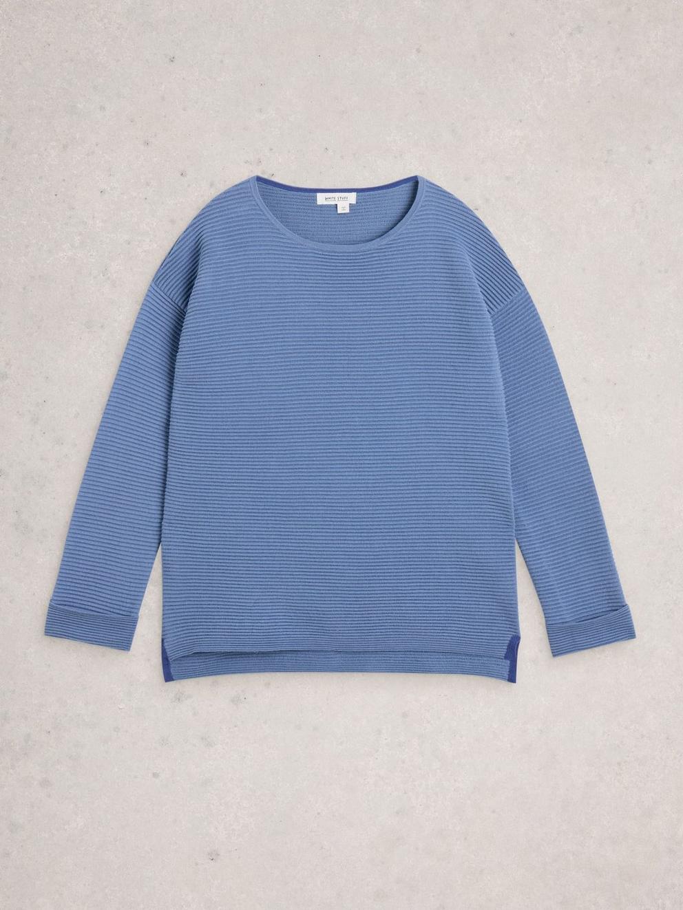 JANA LONG SLEEVE JUMPER in MID BLUE - FLAT FRONT