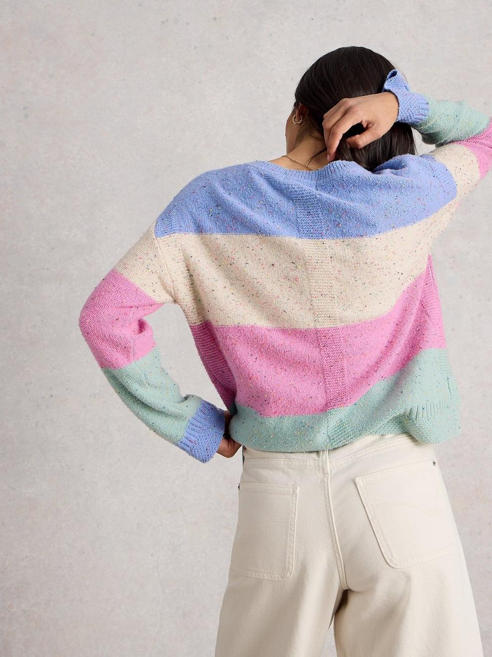 VICTORIA STRIPED JUMPER in NAT MLT - MODEL BACK