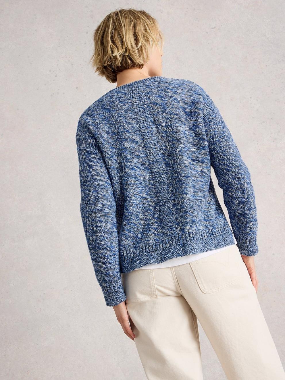 VICTORIA JUMPER in BLUE MLT - MODEL BACK
