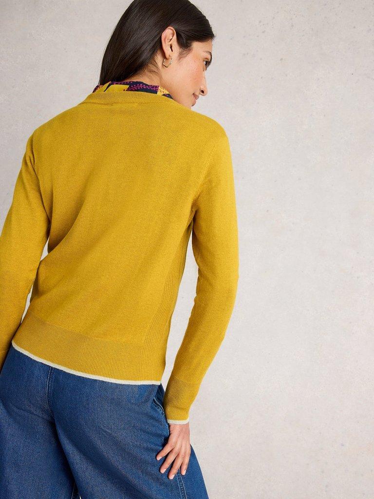 KATIE CREW NECK JUMPER in MID CHART - MODEL BACK