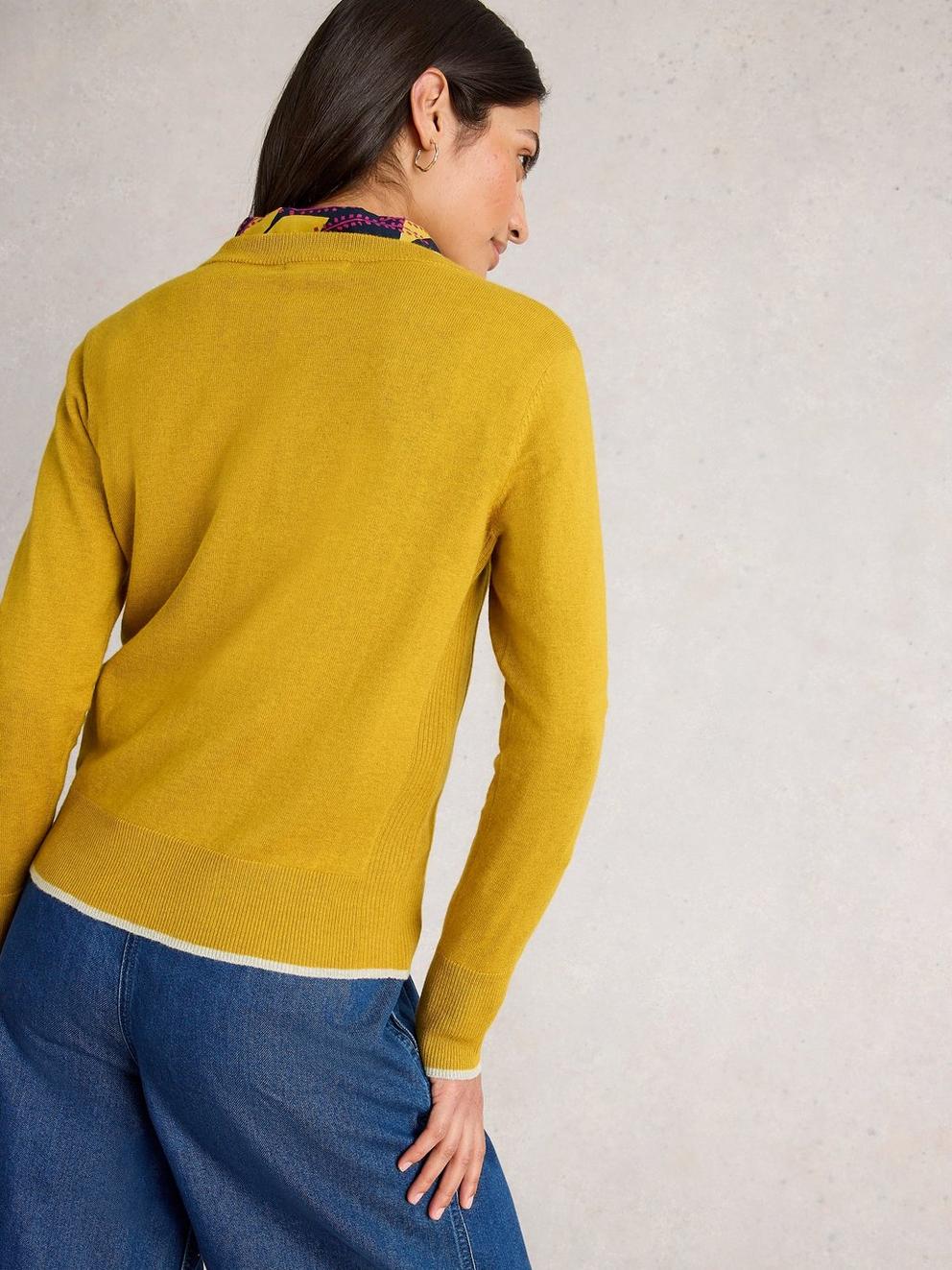 KATIE CREW NECK JUMPER in MID CHART - MODEL BACK