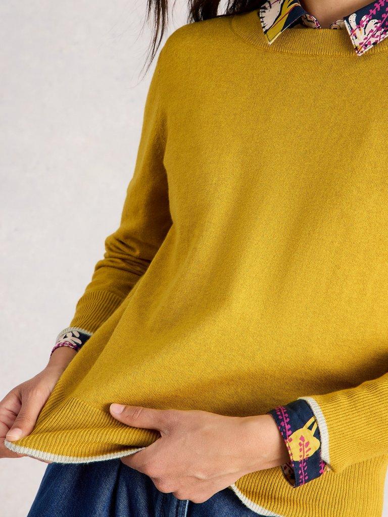 KATIE CREW NECK JUMPER in MID CHART - MODEL DETAIL