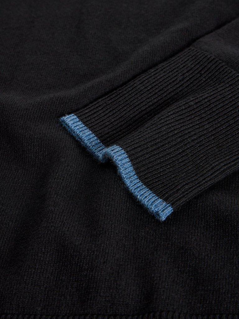 KATIE CREW NECK JUMPER in PURE BLK - FLAT DETAIL