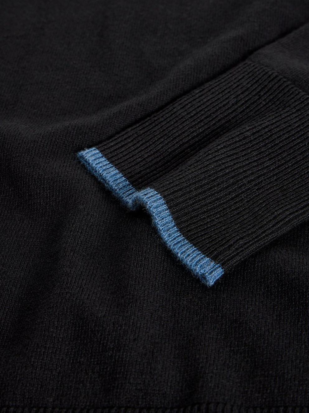 KATIE CREW NECK JUMPER in PURE BLK - FLAT DETAIL