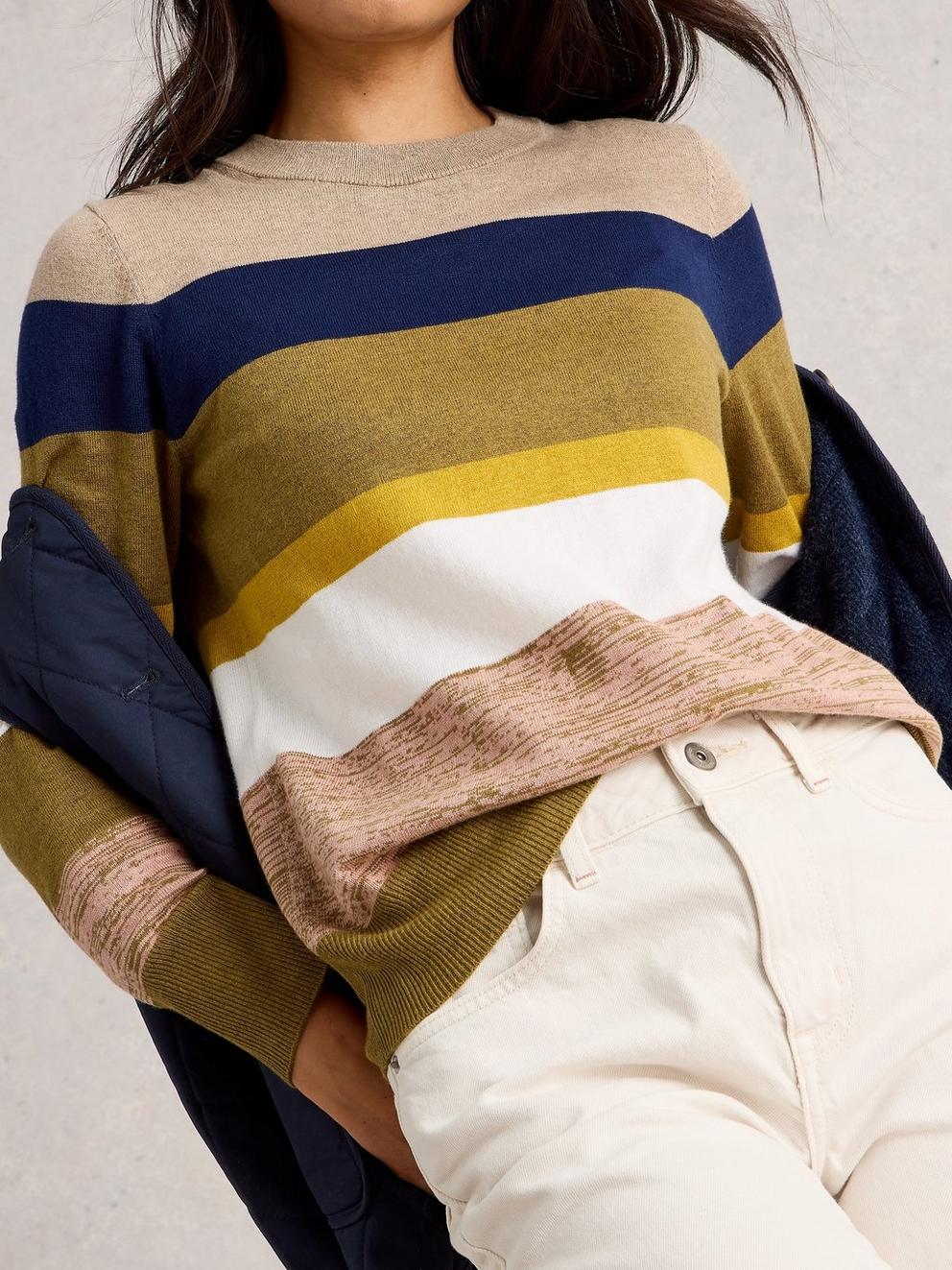 KATIE STRIPE JUMPER in GREEN MLT - LIFESTYLE