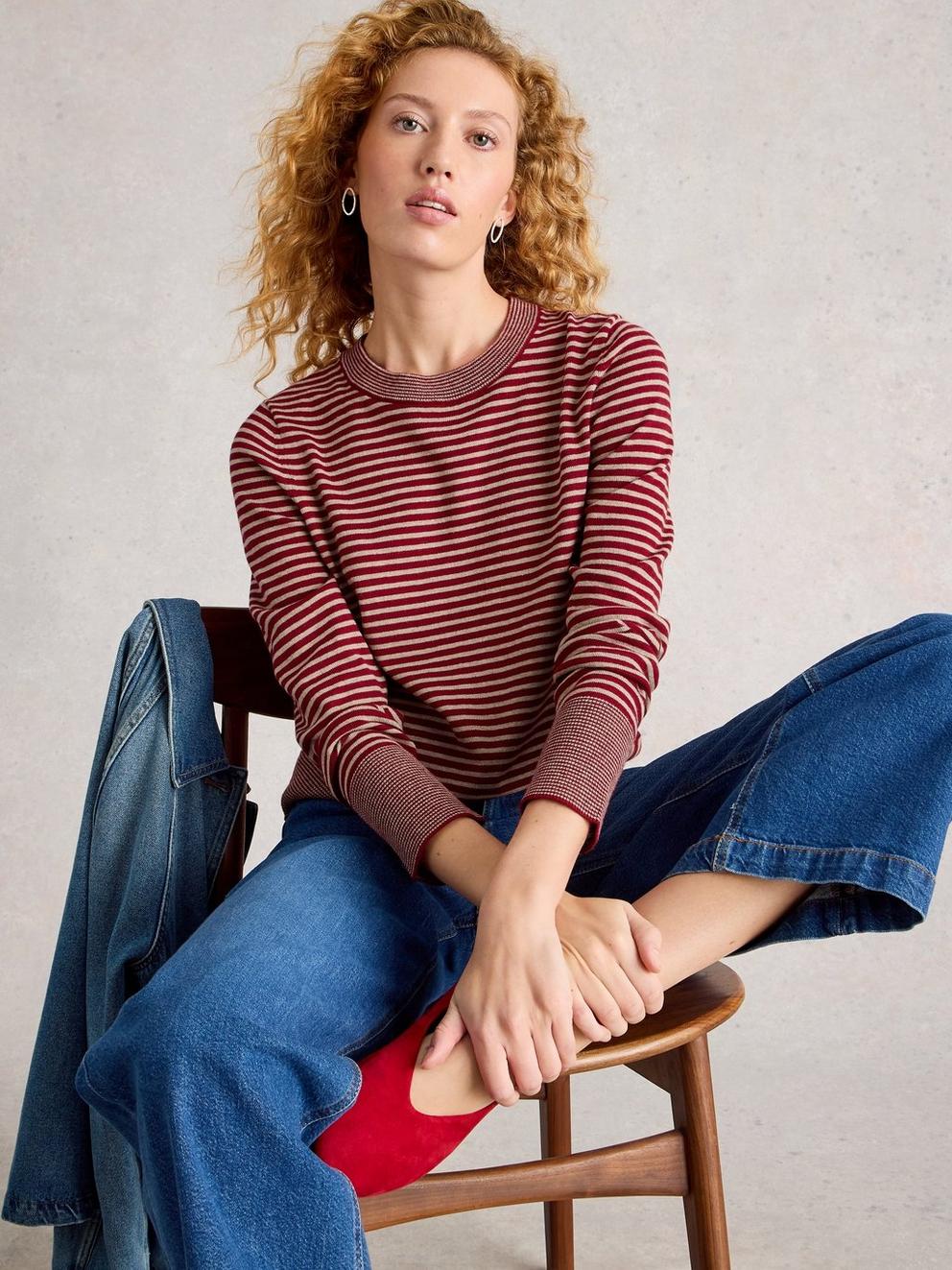 KATIE STRIPE JUMPER in RED MLT - LIFESTYLE