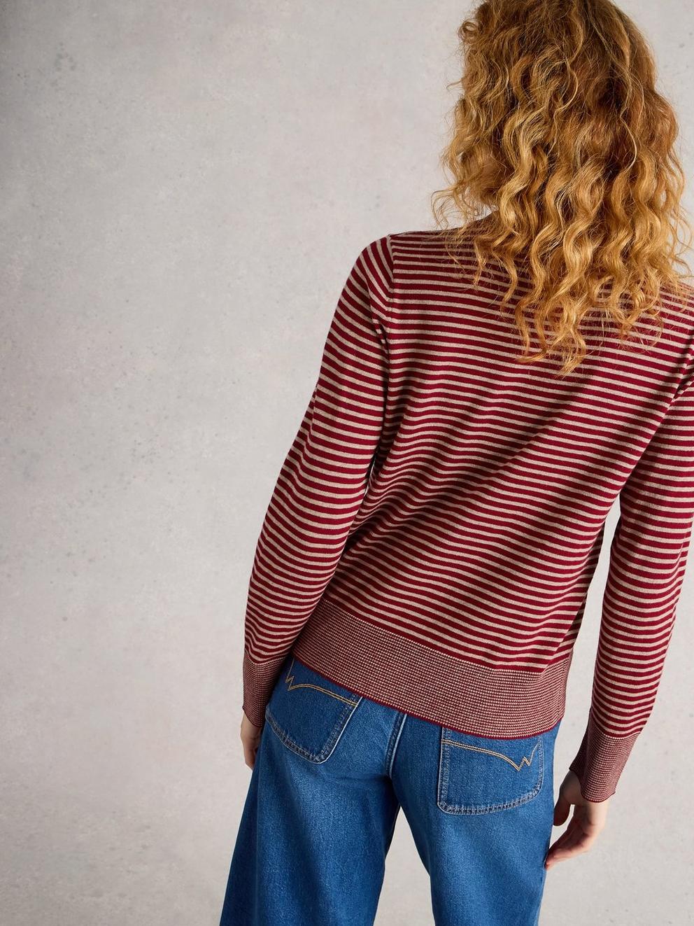 KATIE STRIPE JUMPER in RED MLT - MODEL BACK