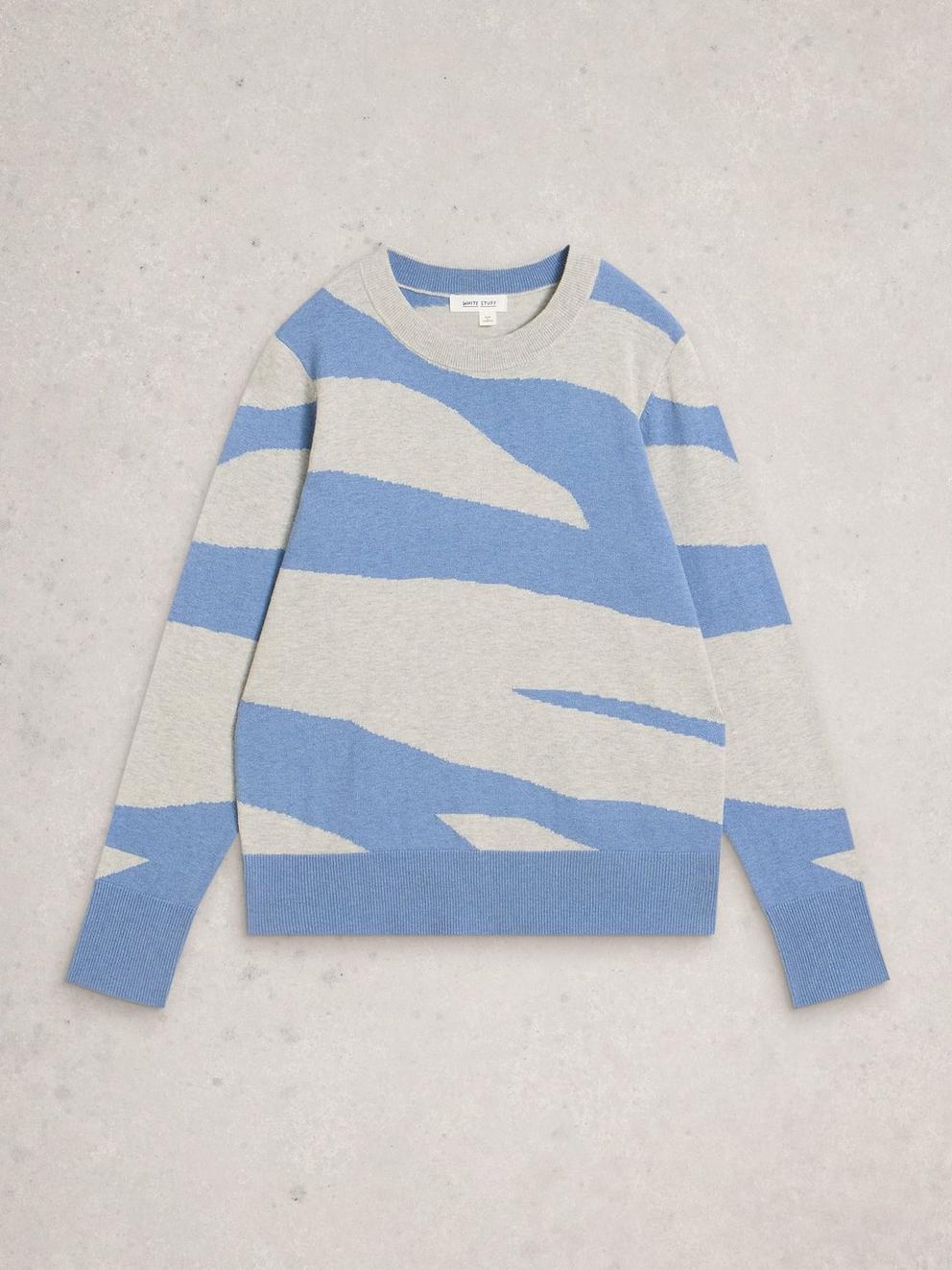 KATIE ABSTRACT JUMPER in BLUE MLT - FLAT FRONT