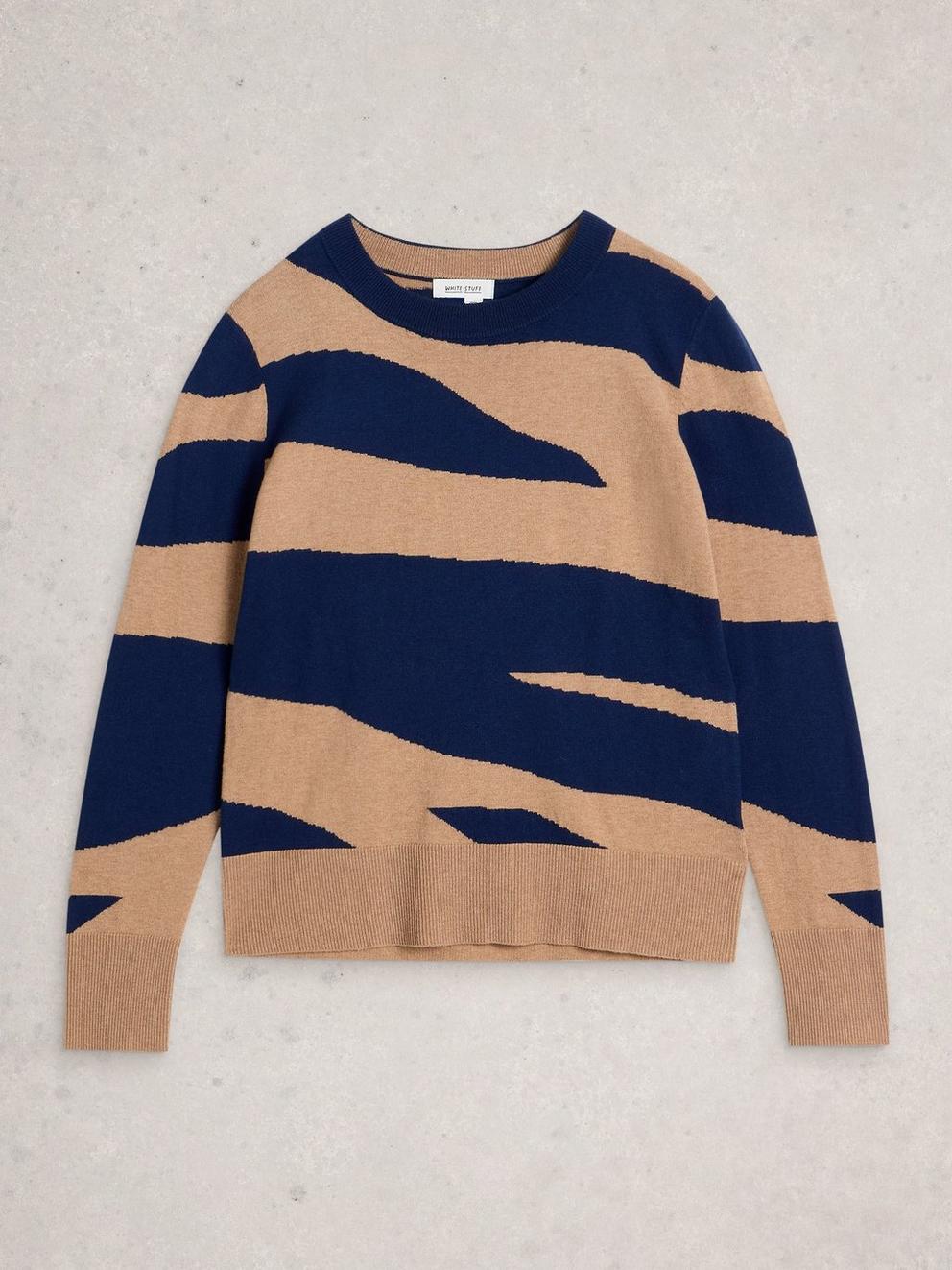 KATIE ABSTRACT JUMPER in NAVY PR - FLAT FRONT