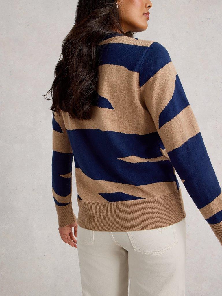 KATIE ABSTRACT JUMPER in NAVY PR - MODEL BACK