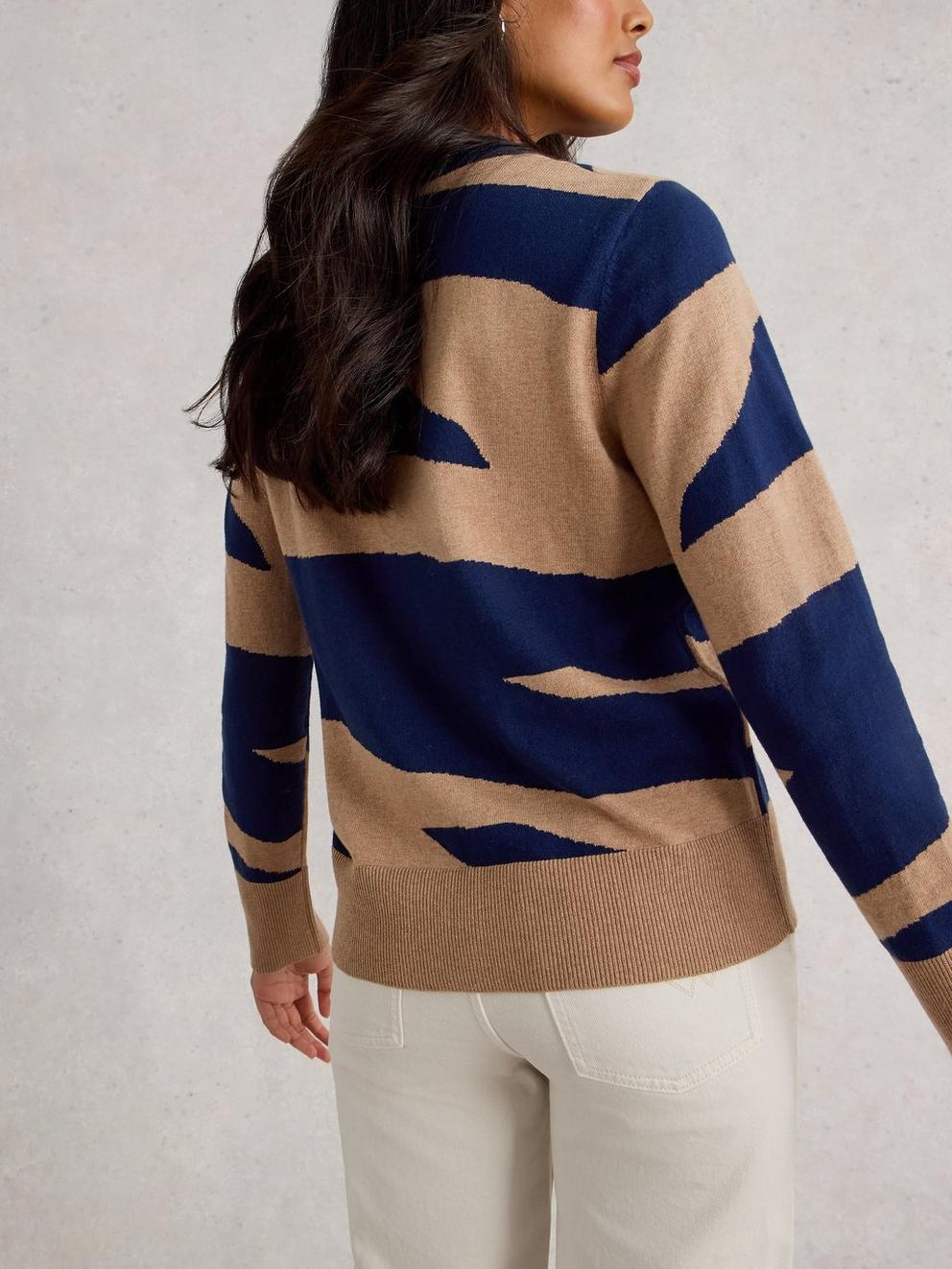 KATIE ABSTRACT JUMPER in NAVY PR - MODEL BACK