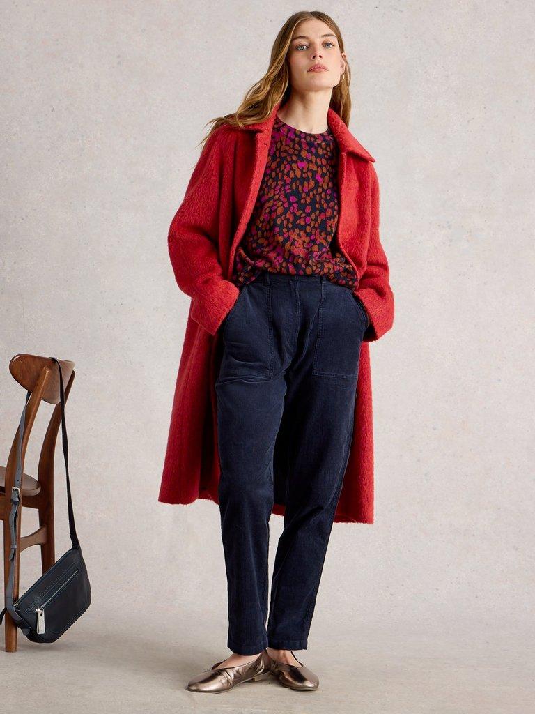 KATIE PRINT JUMPER in NAVY PR - MODEL FRONT