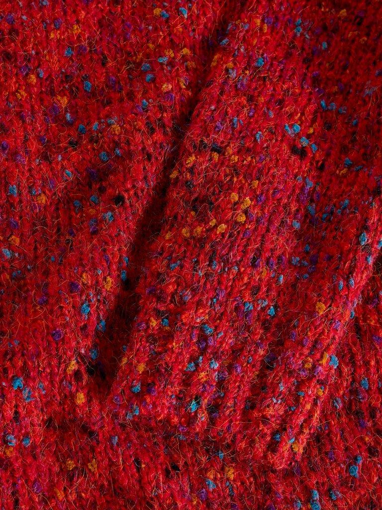 TEXTURE  V NECK in MID RED - FLAT DETAIL