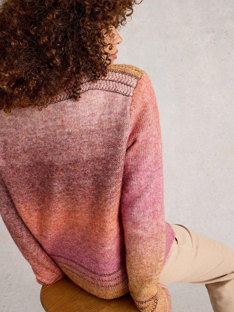 LILBET LONG SLEEVE JUMPER in BROWN MLT - MODEL BACK