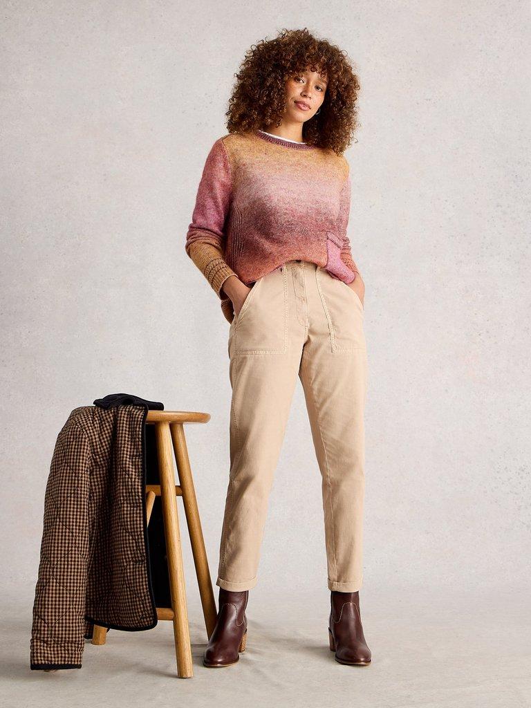 LILBET LONG SLEEVE JUMPER in BROWN MLT - MODEL FRONT