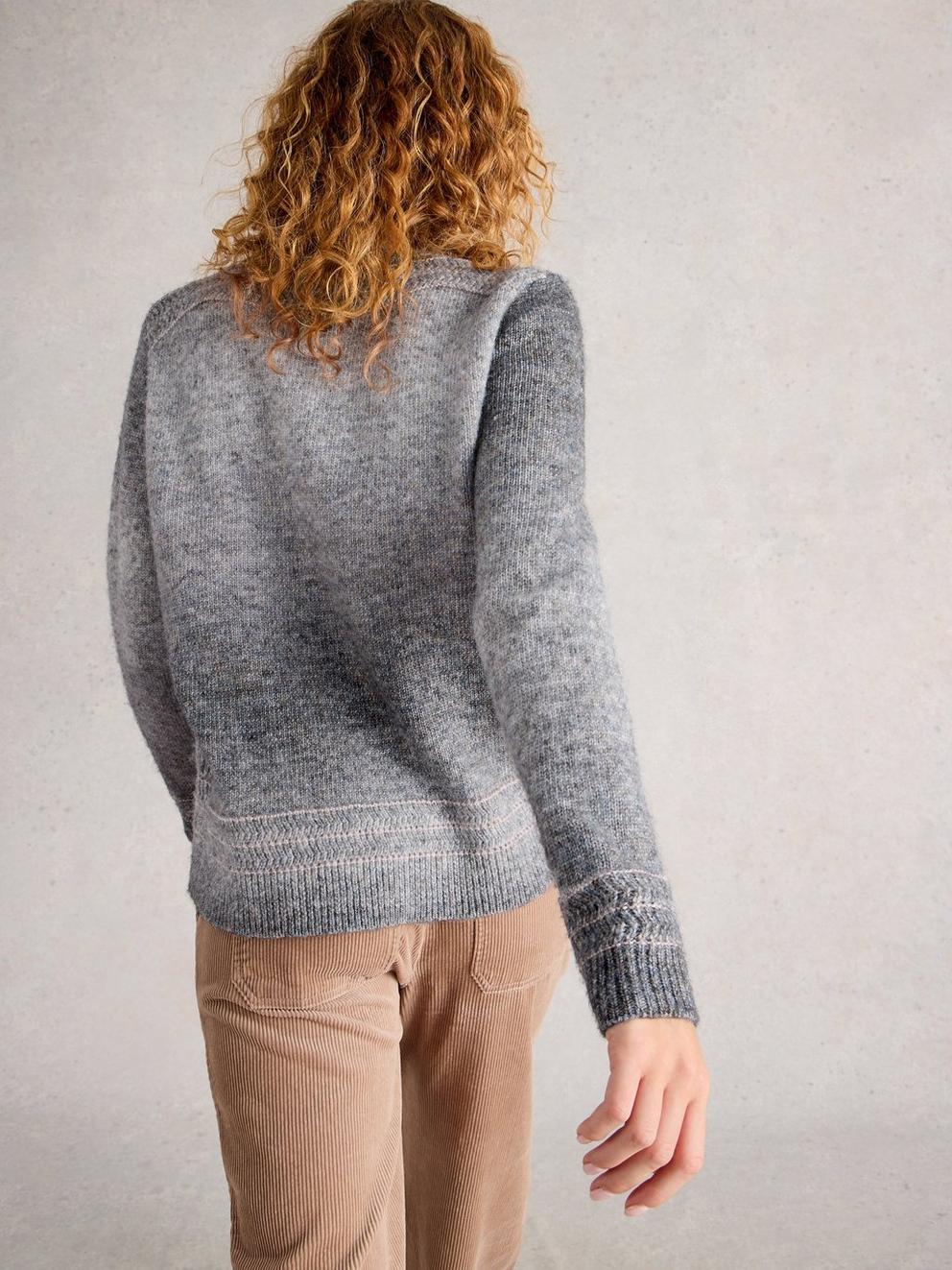 LILBET LONG SLEEVE JUMPER in GREY MLT - MODEL BACK
