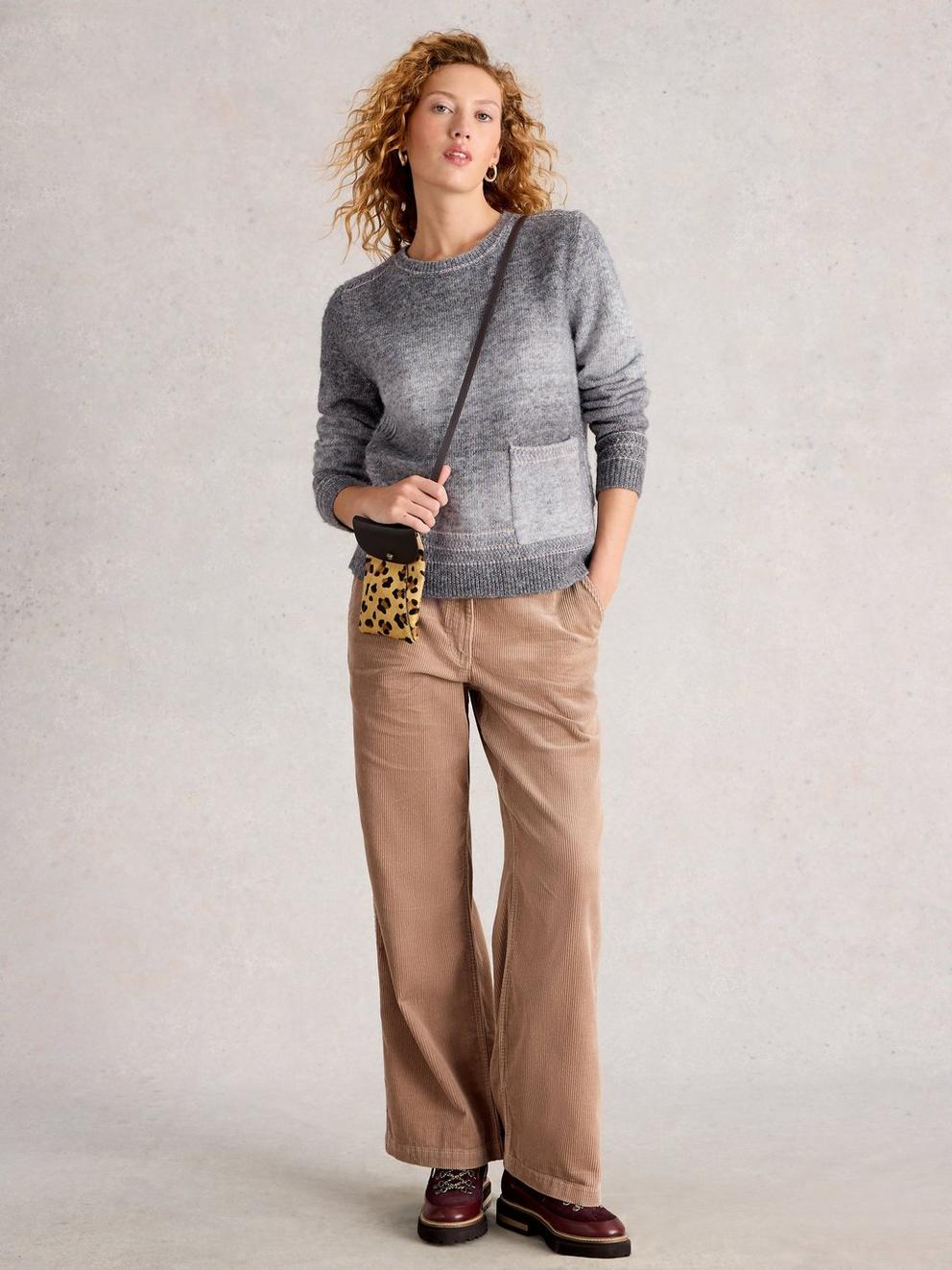 LILBET LONG SLEEVE JUMPER in GREY MLT - MODEL FRONT