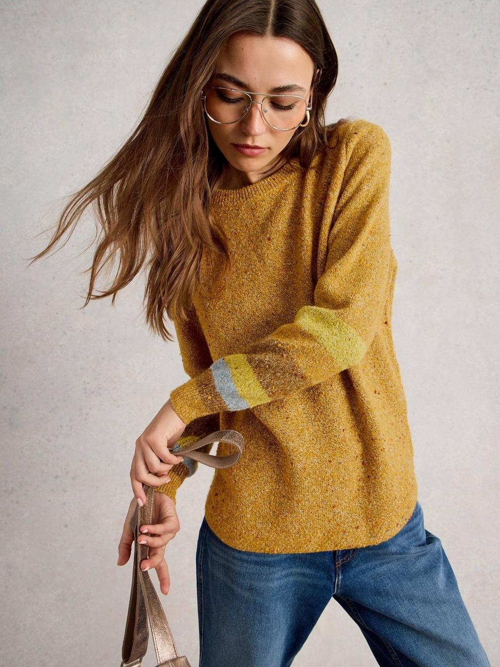 TALIA NEP CREW NECK JUMPER in CHART MLT - MODEL DETAIL