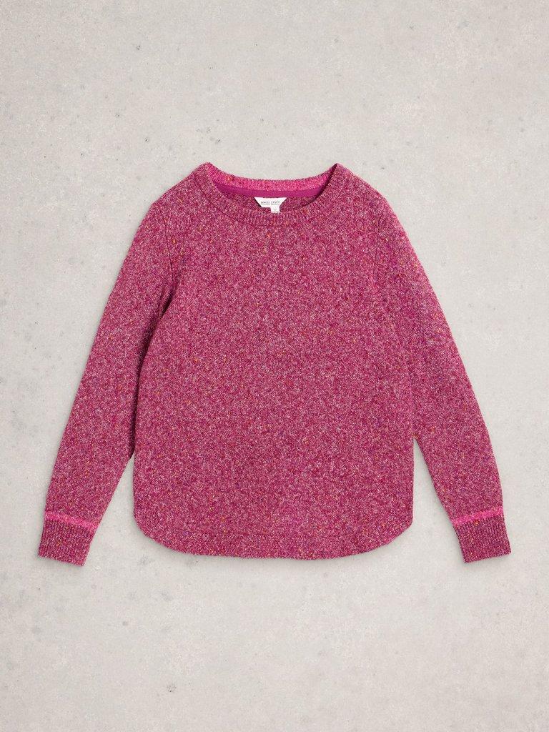 TALIA NEP CREW NECK JUMPER in DK PLUM - FLAT FRONT