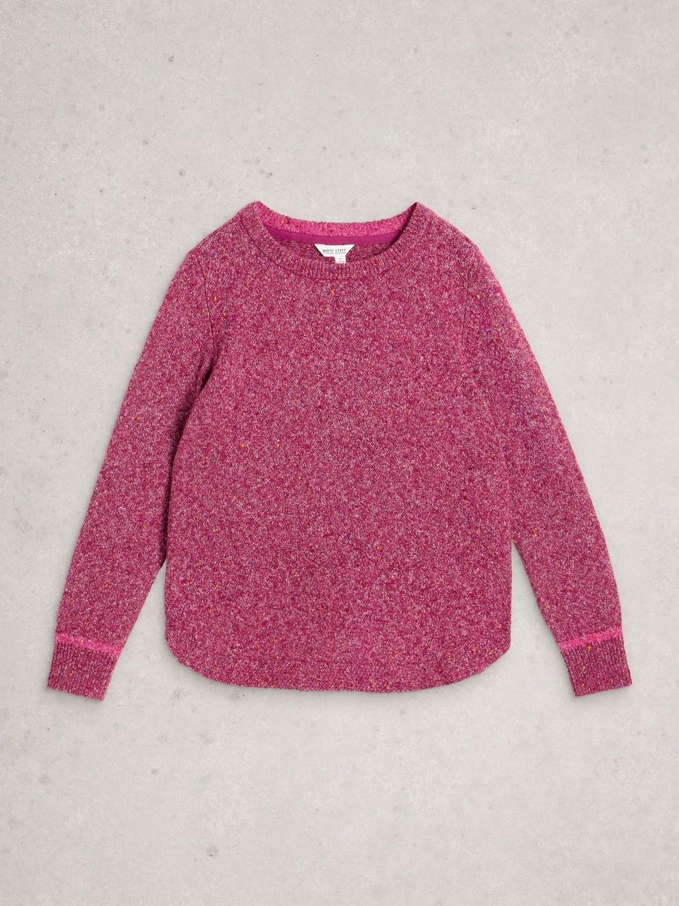 TALIA NEP CREW NECK JUMPER in DK PLUM - FLAT FRONT